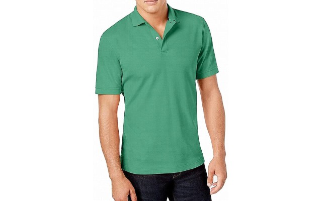  Men's Classic Fit Performance Pique Polo Sleeve Shirts, Green, X-Large