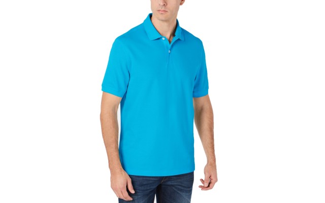  Men's Classic Fit Performance Pique Polo Sleeve Shirts, Turquoise, Small