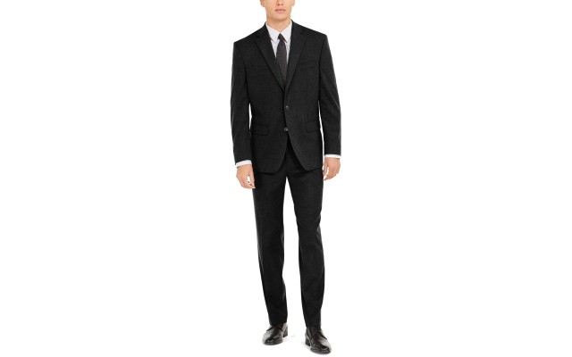  Men's Classic-Fit Stretch Suits, Black, 38 Short