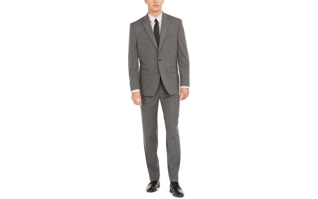  Men's Classic-Fit Stretch Suits, Gray, 40 R/M37.5