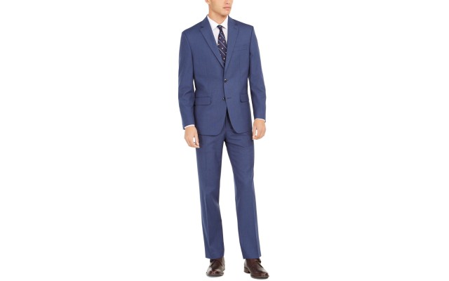 Men's Classic-Fit Stretch Suits, Navy, 48 R/M37.5