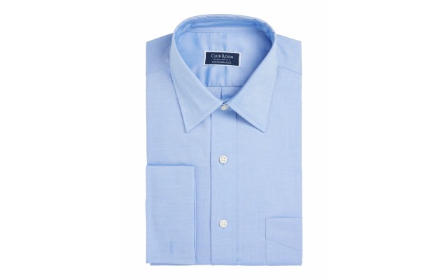  Men’s Classic/Regular-Fit Solid Dress Shirt, Blue, XL 17/32-33