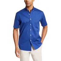 Club Room Men's Dot-Print Stretch Cotton Shirt, Dark Blue, Medium