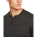  Men’s Henley Merino Wool Blend Sweater (Black, L)