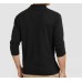  Men’s Long-Sleeve Heathered Polo Shirt, Black, Medium