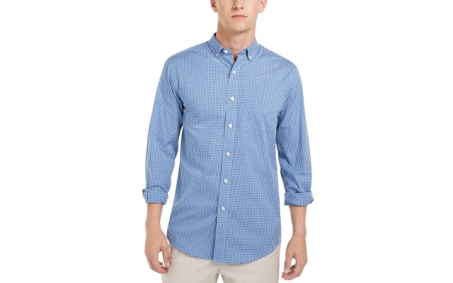  Men’s Micro-Check Shirt (Blue Combo, XL)