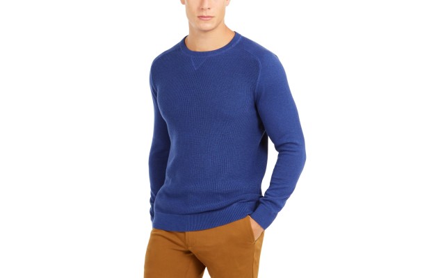  Men’s Pima Cotton Crew Neck Sweater (Blue, XL)
