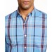  Men’s Plaid Long Sleeve Button Down Shirt (Coastal Blue, M)