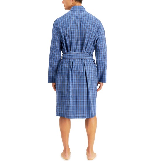  Mens Plaid Robe Mediumdark Blue (Navy, One Size)