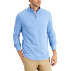 Club Room Men’s Quarter-Zip French Rib Pullover Sweater (Blue, Small)