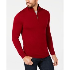 Club Room Men’s Quarter-Zip Merino Wool Blend Sweater (Cherry, 2XL)