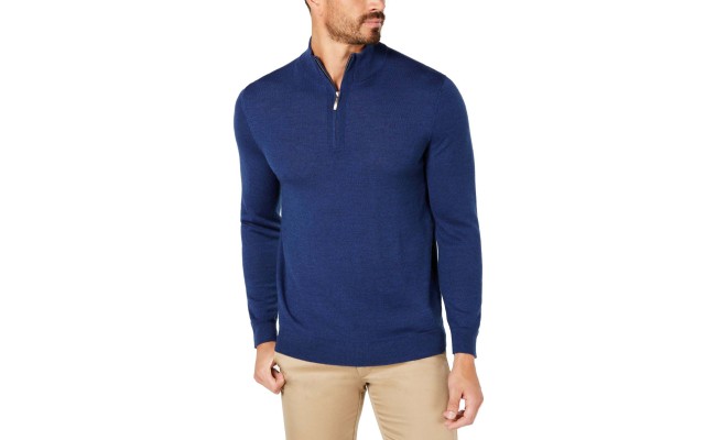  Mens Regular-fit 14-zip Sweater Deep, Dark Blue, 2X-Large