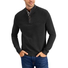 Club Room Men’s Ribbed Four-Button Sweater (Gray, Small)