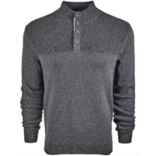 Club Room Men’s Ribbed Four-Button Sweater (Grey, 2XL)