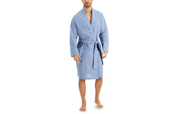  Mens Robe, Bluewhite Combo (Navy, One Size)