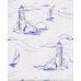  Men's Scenic Print Linen Shirt, White, Large