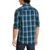  Mens Shirt Button Down Plaid Longsleeves, Green, Small