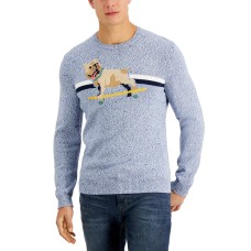 Club Room Men’s Skateboard Dog Sweater (Blue, Large)