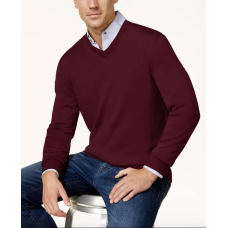 Club Room Men's Solid V-Neck Merino Wool Blend Sweater