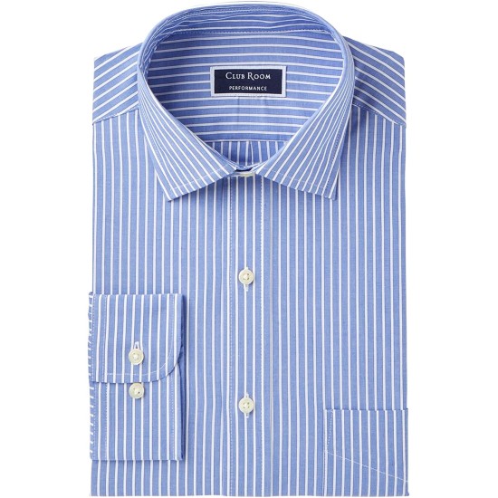  Men!s Striped Slim Fit Dress Shirts (Blue,16.5×32-33)