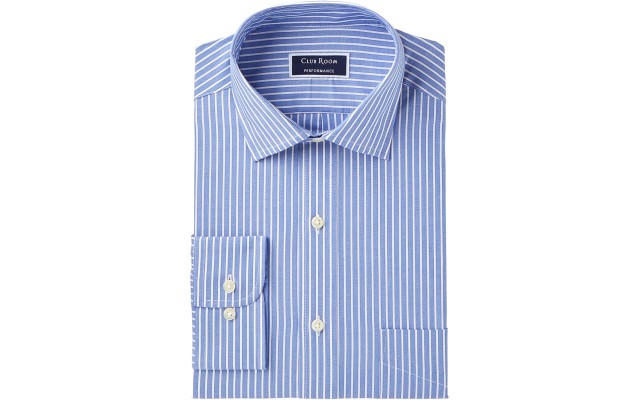  Men!s Striped Slim Fit Dress Shirts (Blue,16.5×32-33)