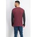 Mens Thermal Henley Shirt (Red Plum/Charcoal, Large)