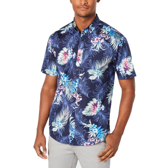  Men’s Winslow Tropical Print Graphic Shirts (Blue,M)