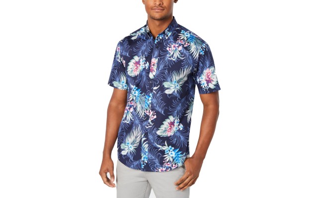 Men’s Winslow Tropical Print Graphic Shirts (Blue,M)