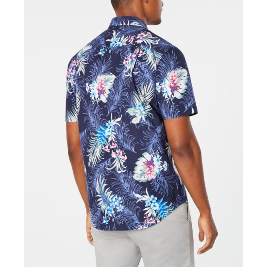  Men’s Winslow Tropical Print Graphic Shirts (Blue,M)