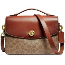 Coach Signature Canvas Cassie Crossbody, Tan/Deep Red/Gold