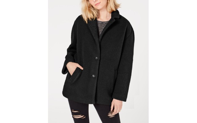  Juniors Faux-Fur Coats, Black, Medium