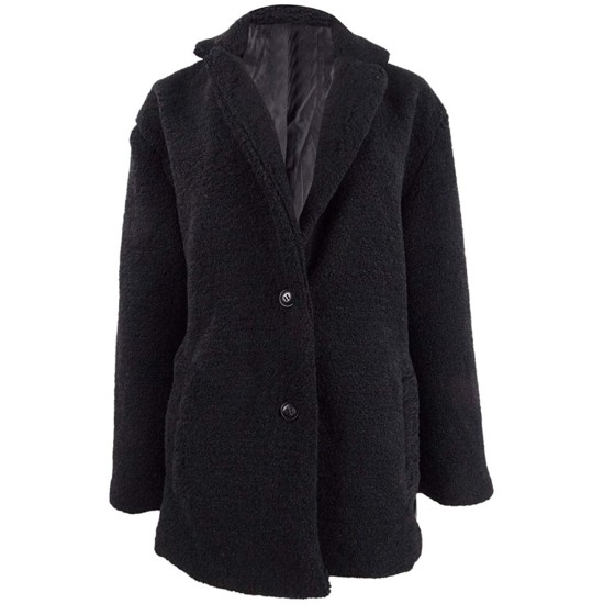  Juniors Faux-Fur Coats, Black, Medium