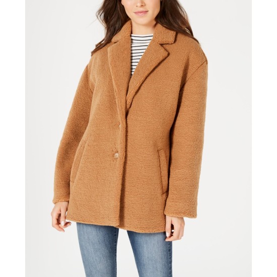  Juniors Faux-Fur Coats, Camel, Medium