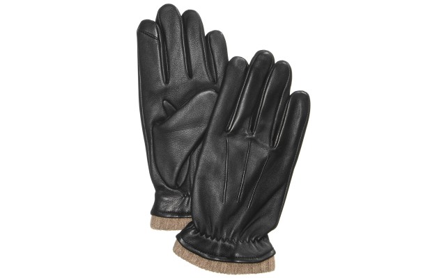 Cub Room Men’s Cashmere Lined Leather Gloves,Black, XL