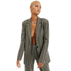 Danielle Bernstein Women’s Herringbone Striped Blazer (Gray, Medium)
