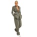  Women’s Herringbone Striped Blazer (Gray, Medium)