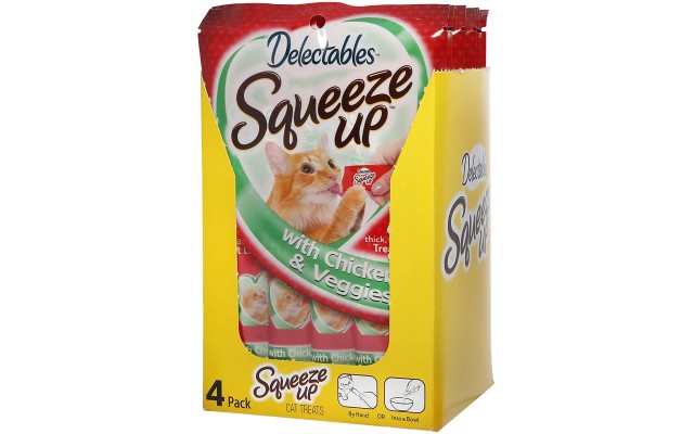  Squeeze Up Lickable Wet Cat Treats, Chicken&Veggies - 32 Tubes