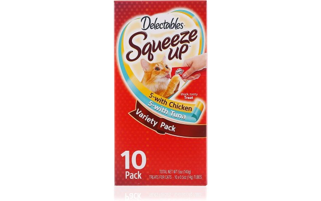  Squeeze Up Lickable Wet Cat Treats Variety Pack, 10Count