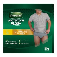Depend Protection Plus Ultimate Underwear for Men (SM, L, XL), Gray - Large - 84 Count