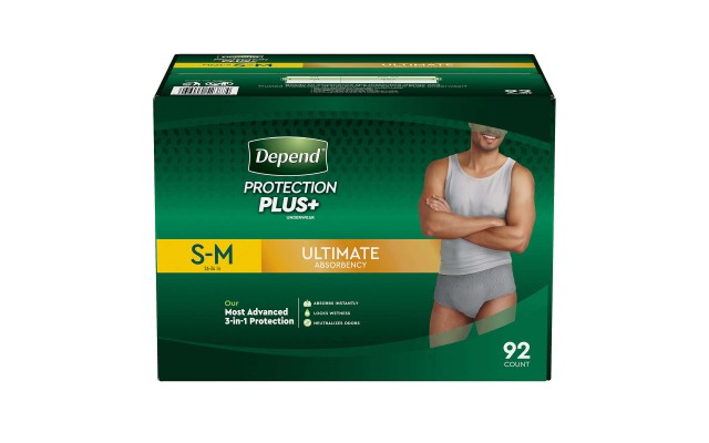  Protection Plus Ultimate Underwear for Men (SM, L, XL), Gray - Small/Medium - 92 count