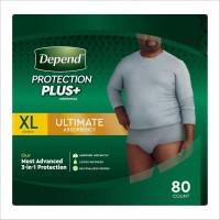 Depend Protection Plus Ultimate Underwear for Men (SM, L, XL), Gray - X-Large - 80 Count