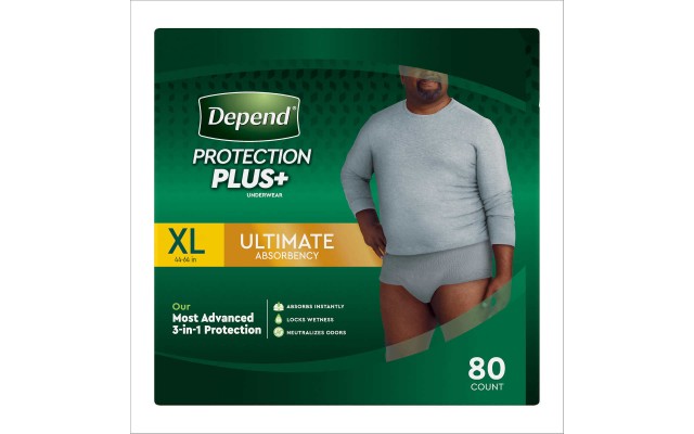  Protection Plus Ultimate Underwear for Men (SM, L, XL), Gray - X-Large - 80 Count
