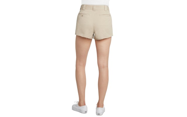  Women’s  Frayed Cotton Blend Worker Shorts (Beige, 15)