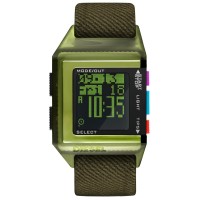 Diesel Men’s 40th Anniversary Tipps Digital Olive Canvas Strap Watch (Black-Green)