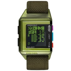 Diesel Men’s 40th Anniversary Tipps Digital Olive Canvas Strap Watch (Black-Green)