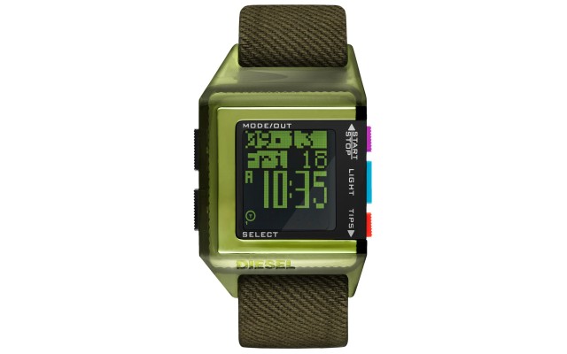  Men’s 40th Anniversary Tipps Digital Olive Canvas Strap Watch (Black-Green)