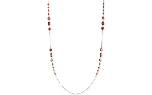  Crystal 42″ Strand Necklace (Gold)