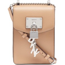 DKNY Elissa Pebble Leather Charm Chain Strap Crossbody, Latte