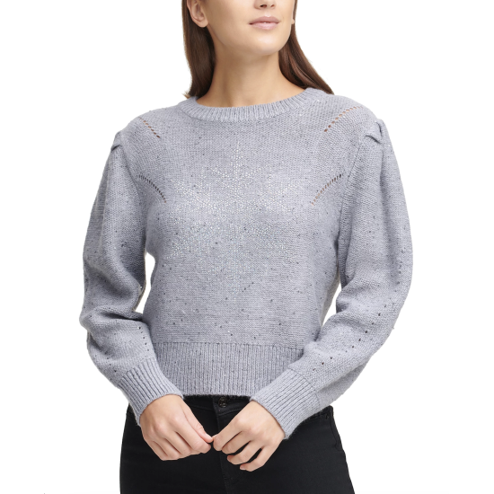  Embellished Snowflake Sweater (Grey, Small)