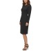  Faux-Leather Shoulder Dress (Black, Small)